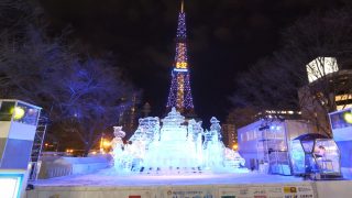 海外「冬の北海道 夜の大通り公園の美しい景色」夜の札幌を散歩してみた