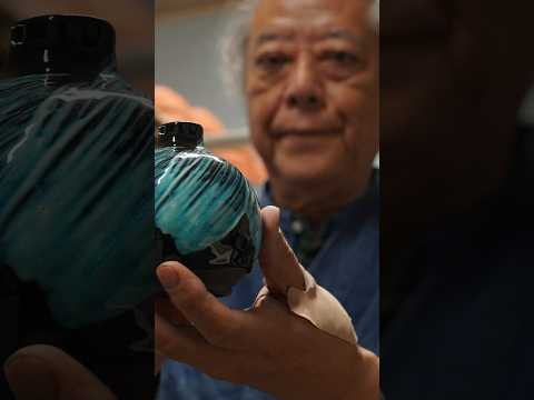 The Process of Crafting a Vivid Blue Japanese Vase is Oddly Satisfying. #shorts #short